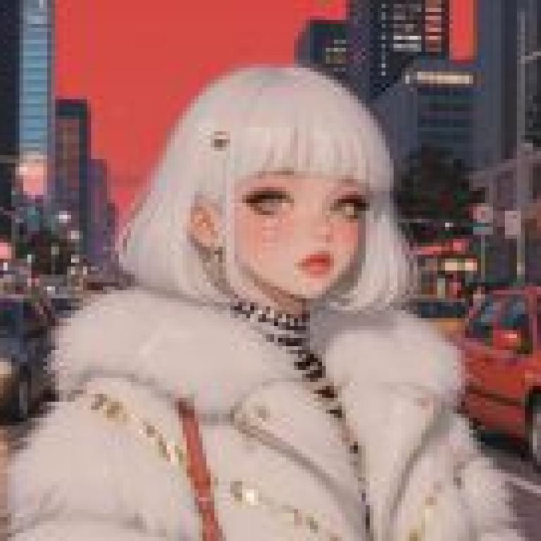 City of Memories，A woman in a furry white coat.