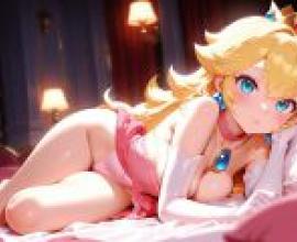 Princess Peach，A woman with blonde hair and pink dress.