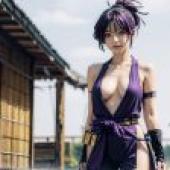 Computer wallpaper， Yuzuriha Hells Paradise Hell music， real person， Purple Phantom: League of Legends style