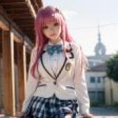 Computer wallpaper， Lala Satalin Debiruk， the queen of outsourcing， real person， anime campus trend: pink-haired girl