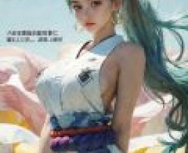Yamato，One Piece，A woman dressed in blue and white wearing horns.