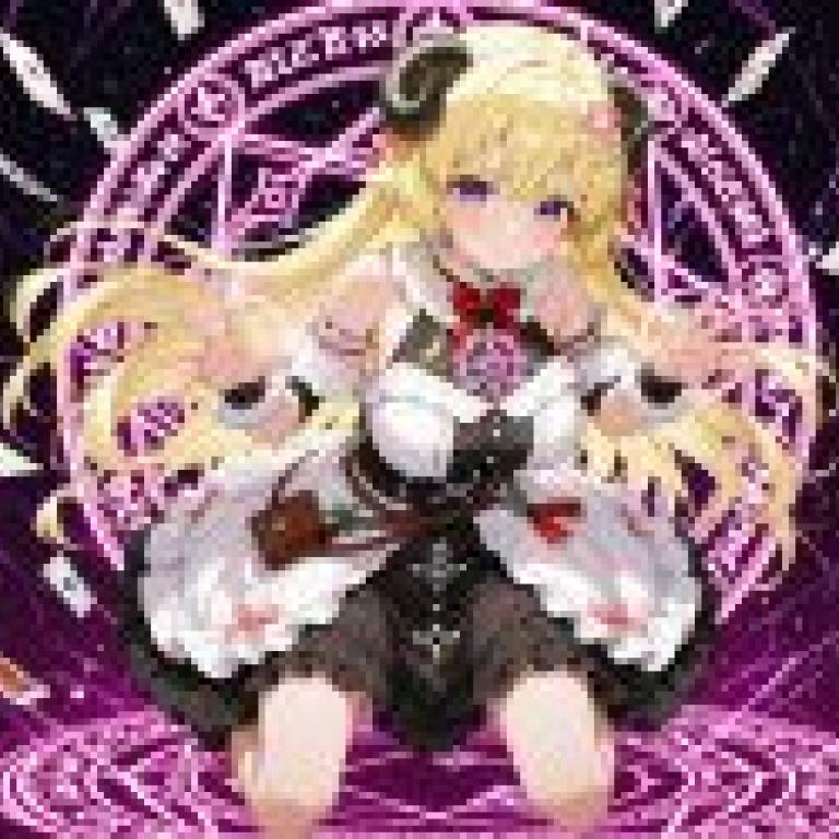 tsunomaki watame，A yellow haired female character in anime with horns and eyes that glow blue.