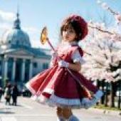Computer desktop， live -action version， wooden cherry， sakura kinomoto， Kulo magic envoy， magic time: cherry blossoms magic style