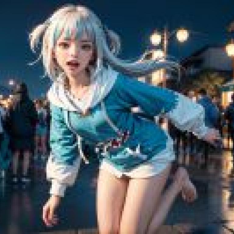 真人版，Gawr Gura，鯊魚姬，Vtuber，hololive production舞夜幻影：Gawr Gura真人版，藍裙跳舞夜街