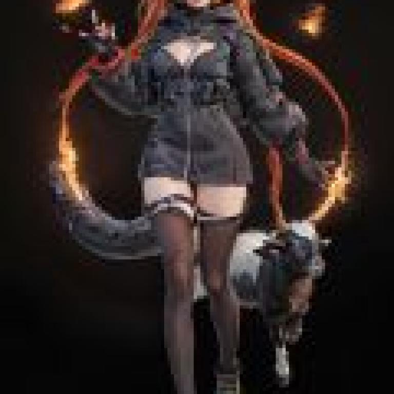 Orphie Magnusson Zenless Zone Zero，哥德式女孩抱著山羊。