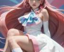 Cure Prism Soaring Sky Pretty Cure SecretMoon，An anime girl with pink hair.