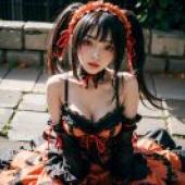 Live version， Shizaki Kuang San， Dating Battle， anime tablecloth， tie night， bow shadow on the neck
