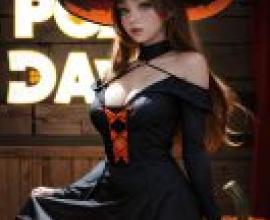 Lycoris Recoil，Halloween special with a girl wearing a costume.