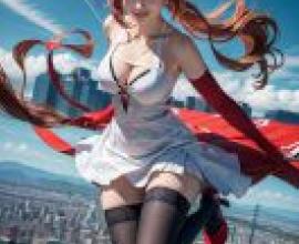 昌利，呼嘯海嘯中的融合自然共振器，建築物側面的紅髮女孩。