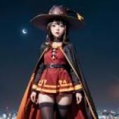 The live -action version of the blessing， Huihui， genius magician， beautiful tablecloth， anime desktop， Full Moon Night for the beautiful world
