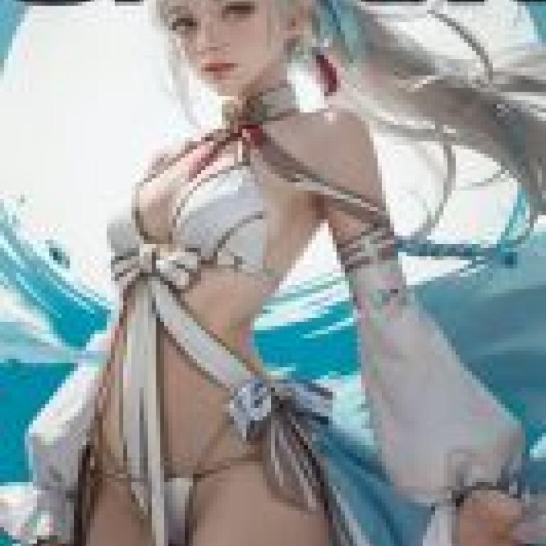 Morgan Le Fay Water Princess，Gentleman looking to the side with blonde hair and blue ribbon in it.
