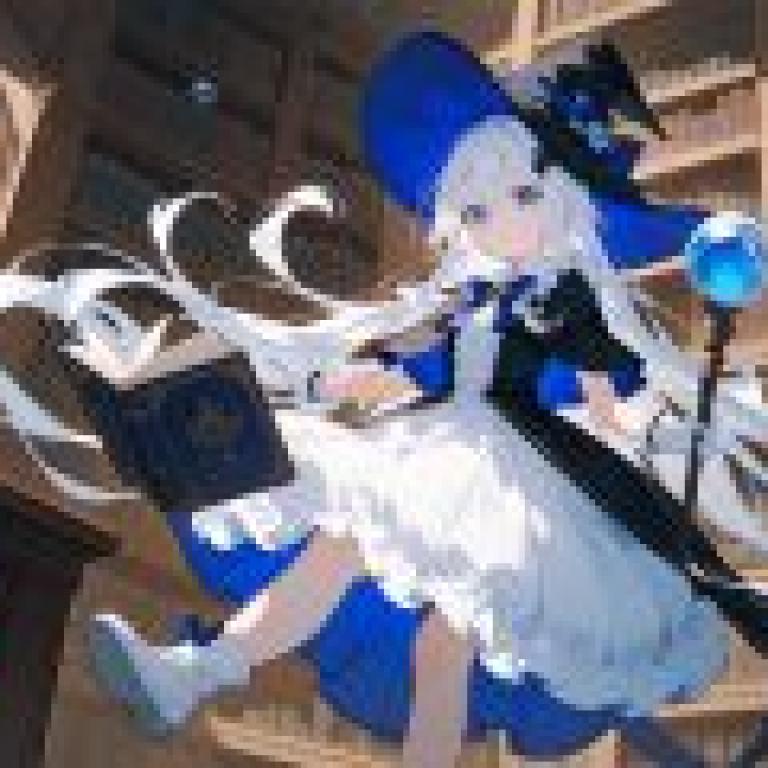Naughty Magic Girl，Anime character with blue dress and hat.