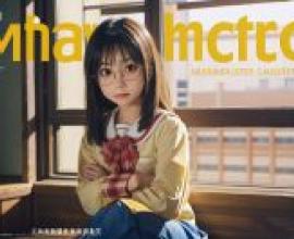 Mai Minakami 水上 麻衣，戴著眼鏡、襯衫上有蝴蝶結的女孩。