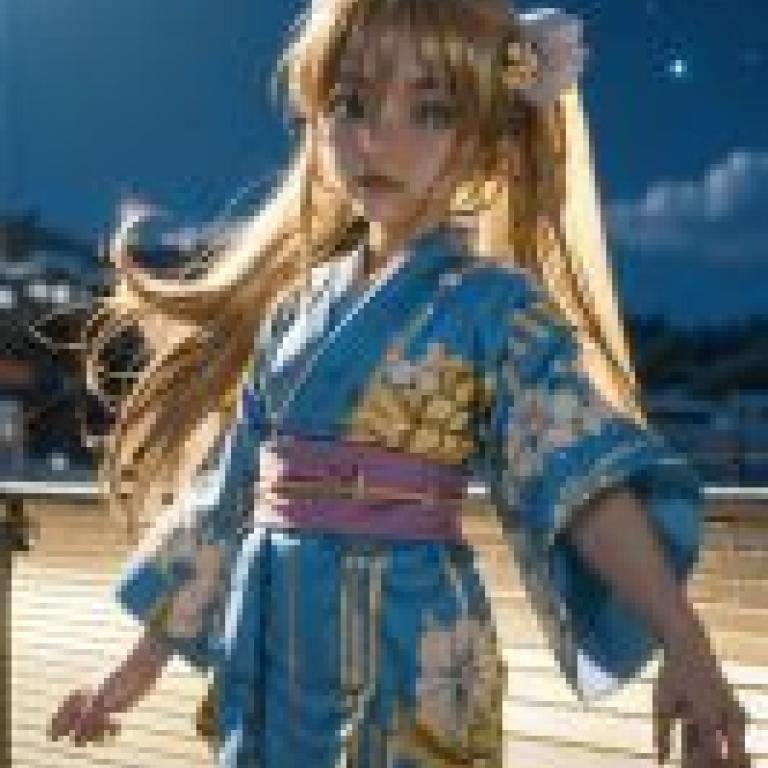 Mobile wallpaper， Kodomo no Jikan， realistic， a girl in a blue dress standing in front of the bridge.