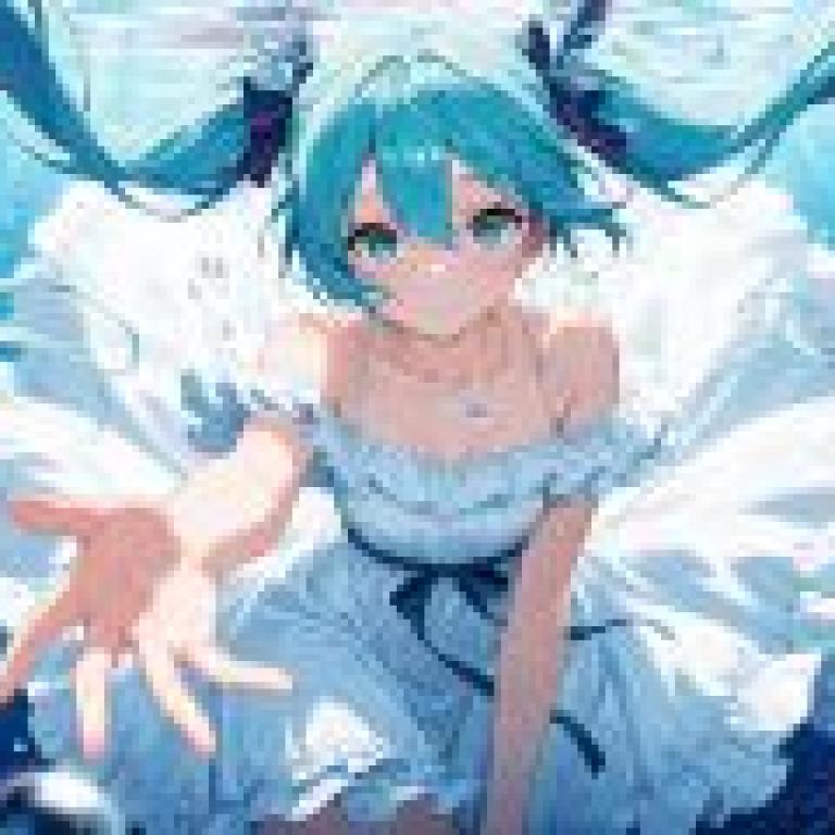 Hatsune Miku，Blue haired girl in water.