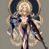 Flower of Justice，Mafdet Destiny Child，一幅動漫女孩圖畫。