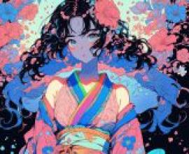 正面是日本女孩圖案，帶有鮮花和蝴蝶結。