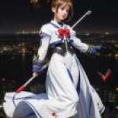 Takamachi Nanoha，Magical girl，A girl in anime is holding a sword.