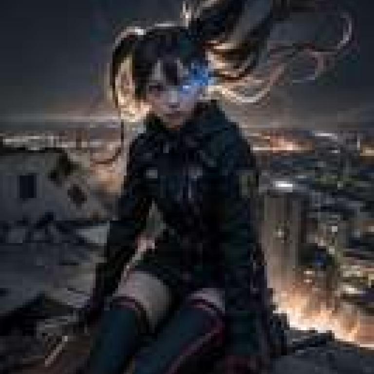 黑岩射手，身穿黑衣、手持槍枝站在樓頂邊緣的女孩。