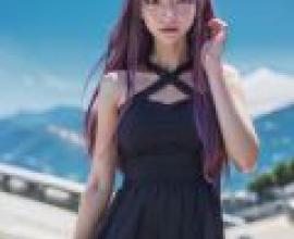 Lutecia Alpine Magical Girl Lyrical Nanoha ViVid，Purple hair girl with purple dress.