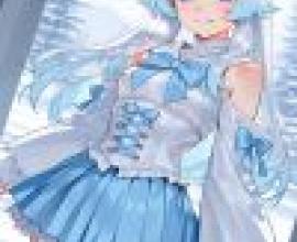 Magic Memories，A girl with blue eyes and white hair with a bow on her head.