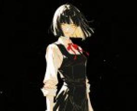 Japanese JK silhouette，A girl with black hair wearing glasses.