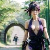 Computer wallpaper， Yuzuriha Hells Paradise， real person， Purple Phantom Clothes
