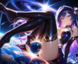 Mother of the Planet，Girl on space poster with planet.