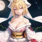 塞勒涅（Selene），妖精的尾巴動漫角色，脖子上圍著圍巾，胸前有徽章。