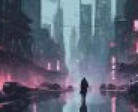 A Vague Future，a man in the rain and he is wearing a long coat.