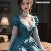 Victorian DressA blue Metter magazine cover with a girl on it.