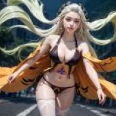 The blade of ghost extinguishes Guo， live -action version， falling girl， long hair floating night: fantasy fan Qi