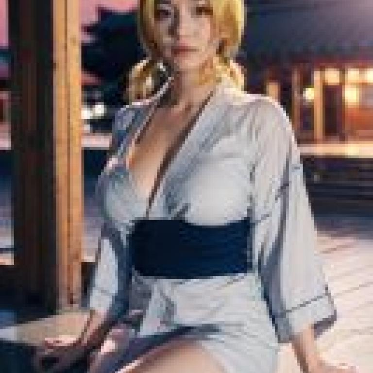Naruto，Tsunade，A woman with blonde hair and dressed in Japanese style clothing.