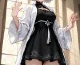 anime girls，A girl in a black skirt.