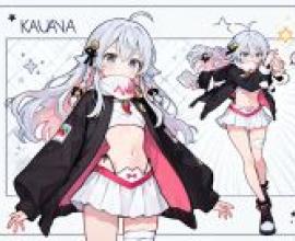 Kagura Nana vtuber，A girl with the word kauna behind her.