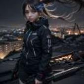 黑岩射手，一個長髮女孩，手裡拿著槍