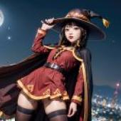 The live -action version of the blessing， Huihui， genius magician， beautiful tablecloth， anime desktop， Night Moon