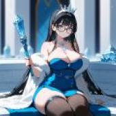 The Ice Queen，Blue dress girl with crown.