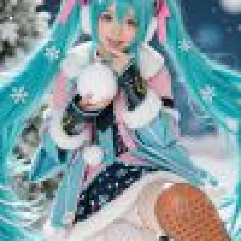 初音未來，一位抱著球的藍髮女孩。