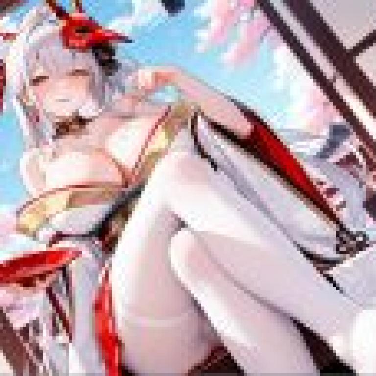 hakuhou azur lane，Anime girl with white hair and red bow.