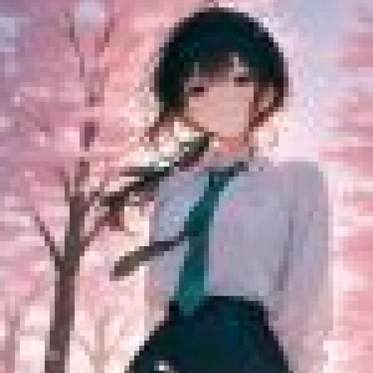 girls，A girl wearing a uniform in front of cherry blossom trees.