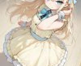 girls，A cartoon girl is wearing a yellow dress.