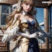 手機桌布，Cloche Leythal Pastalia Ar Tonelico 魔塔大陸2，寫實，身穿帶翅膀服裝的女孩。