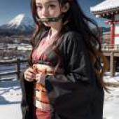 Nezuko Kamado，Demon Slayer，A woman dressed in black and red clothing