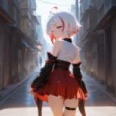 白星公主尼利多，一位白髮女子站在街上。