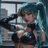 真人版，初音未來，唯美桌布，動漫桌布，窗前藍髮少女
