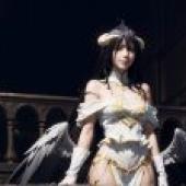 電腦桌布，雅兒貝德，アルベド，Albedo，OVERLORD角色，真人版，黑色翅膀下的白金之美