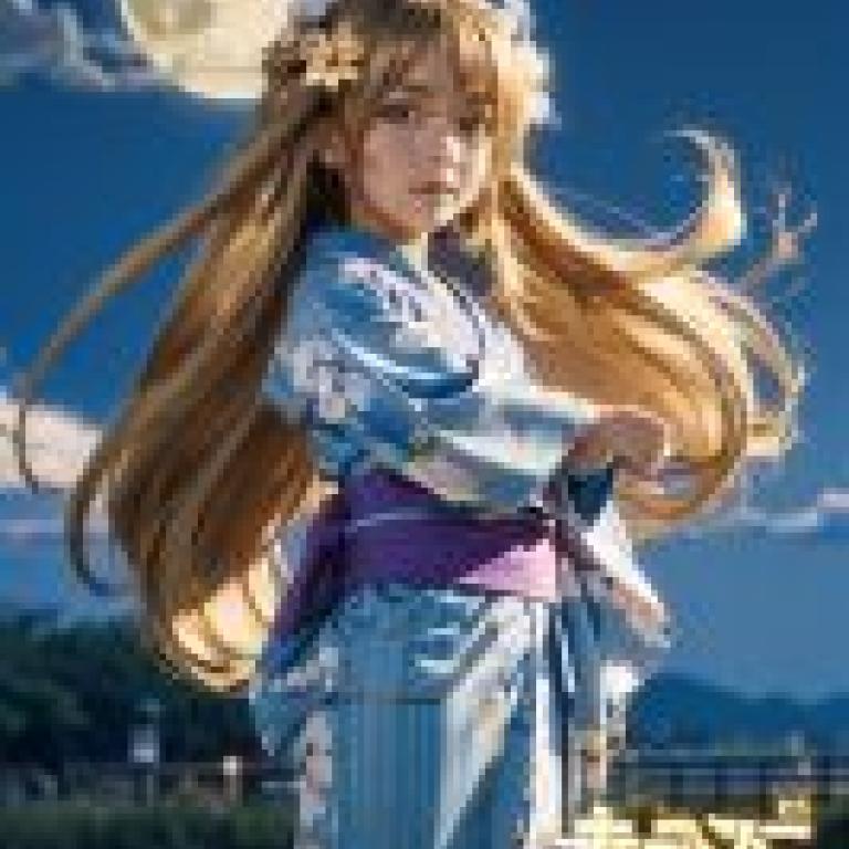手機桌布，Kodomo no Jikan，寫實，一個女孩穿著藍色和服。
