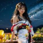 電腦桌布，真人版，和服美女，東方美人動漫風情