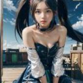 手機桌布，Sega Saturn Sega Hard Girls，寫實，一個綁著兩個馬尾的女孩坐在長凳上。